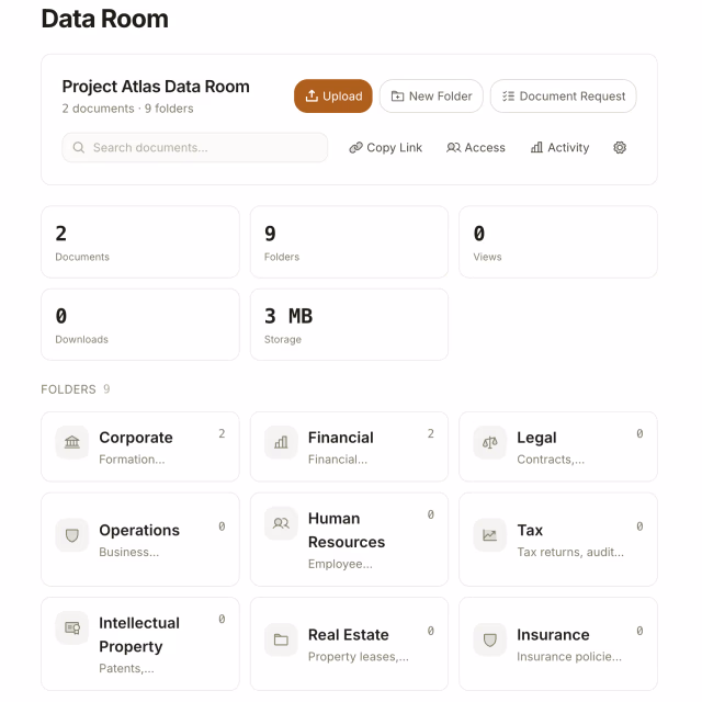 Whitmore data room interface